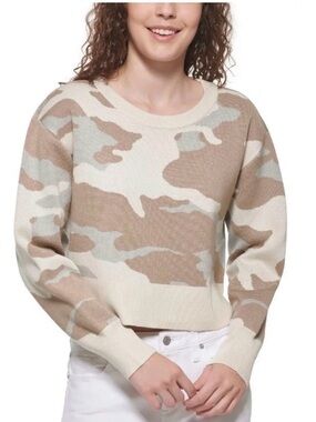 DKNY Camo Crop Top Sweater size small